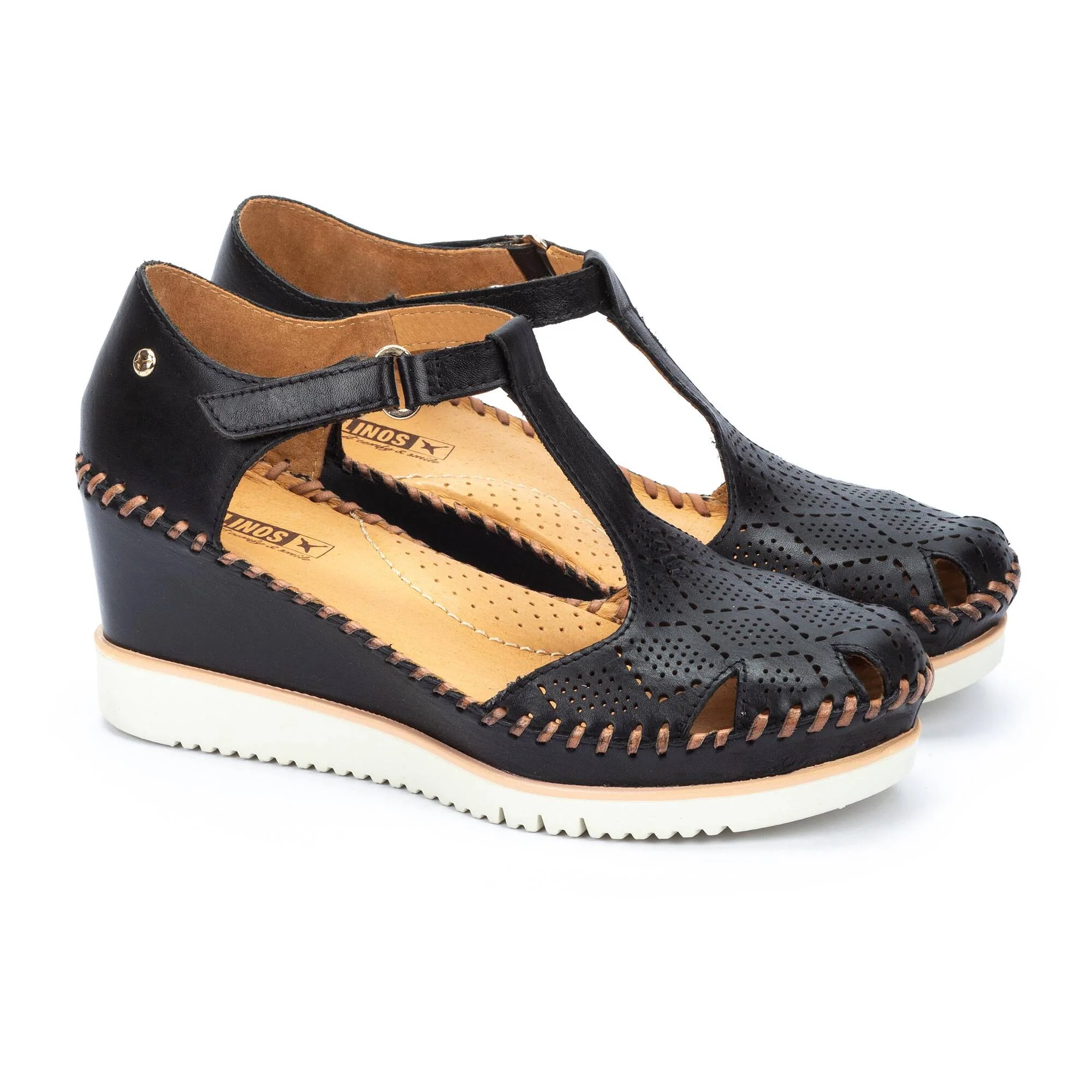 WOMEN'S PIKOLINOS AGUADULCE CLOSED TOE WEDGE SANDAL| BLACK - Image 2
