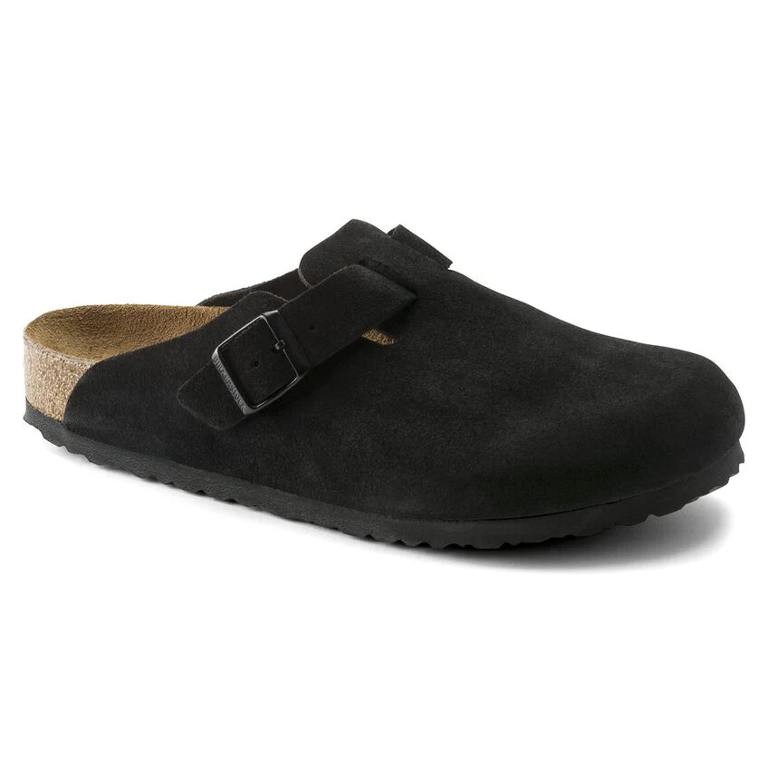 UNISEX BIRKENSTOCK BOSTON SUEDE SOFT FOOTBED | BLACK - Image 3