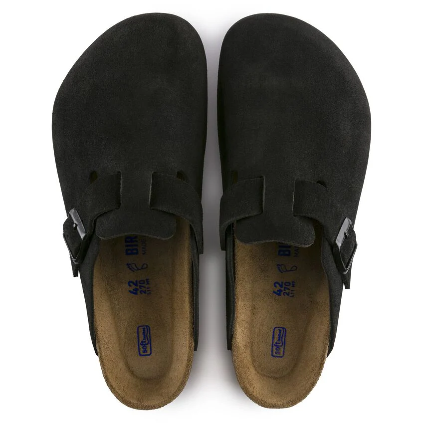 UNISEX BIRKENSTOCK BOSTON SUEDE SOFT FOOTBED | BLACK - Image 4