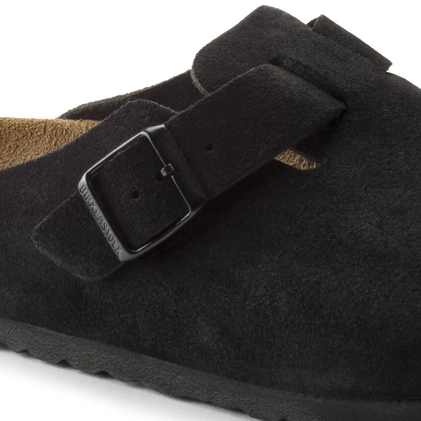 UNISEX BIRKENSTOCK BOSTON SUEDE SOFT FOOTBED | BLACK - Image 6