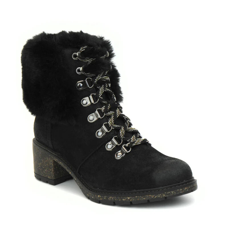 WOMEN'S AETREX BROOKLYN WEATHER-FRIENDLY FUR LACE UP BOOT | BLACK - Image 3