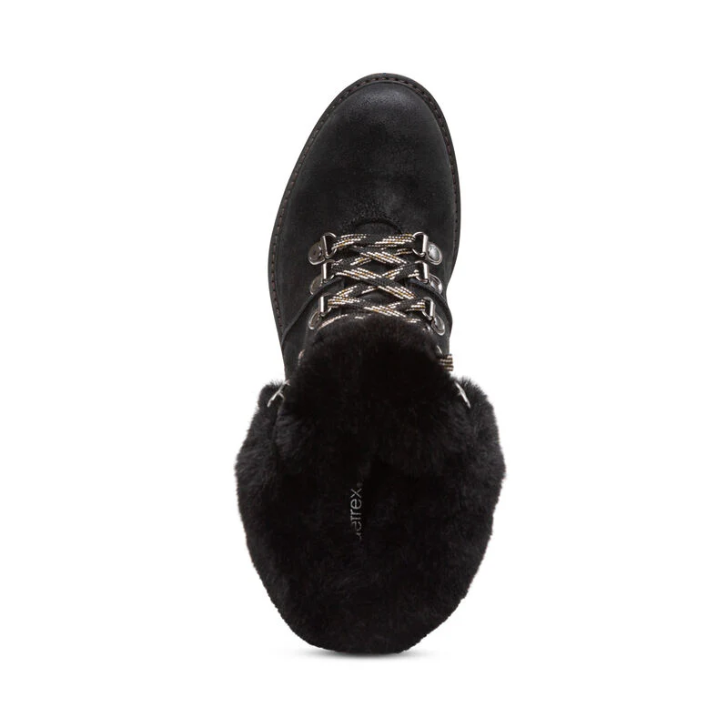 WOMEN'S AETREX BROOKLYN WEATHER-FRIENDLY FUR LACE UP BOOT | BLACK - Image 4