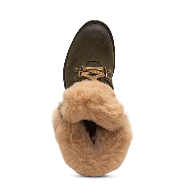 WOMEN'S AETREX BROOKLYN WEATHER-FRIENDLY FUR LACE UP BOOT | KHAKI - Image 4