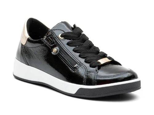 WOMEN'S ARA REI-LOW SNEAKER | BLACK PATENT / PLATINUM METALLIC - Image 3