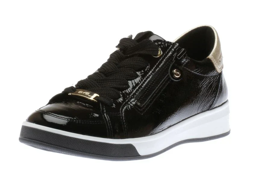 WOMEN'S ARA REI-LOW SNEAKER | BLACK PATENT / PLATINUM METALLIC - Image 4