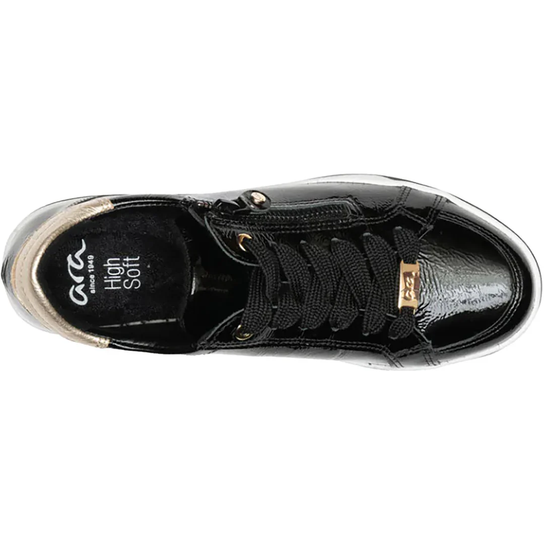 WOMEN'S ARA REI-LOW SNEAKER | BLACK PATENT / PLATINUM METALLIC - Image 8