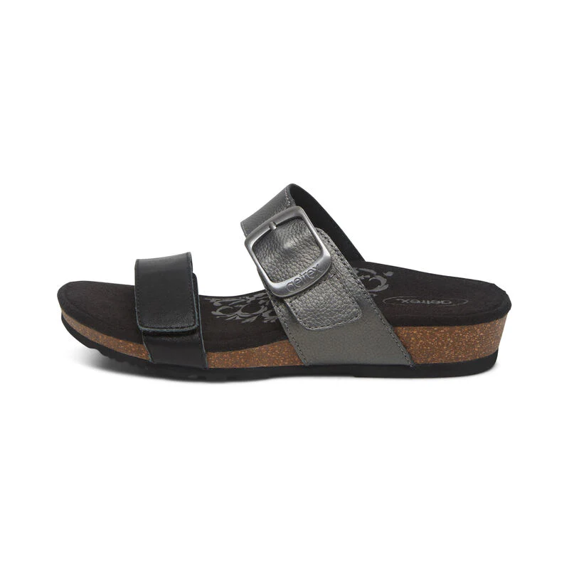 WOMEN'S AETREX DAISY ADJUSTABLE SLIDE | BLACK - Image 3