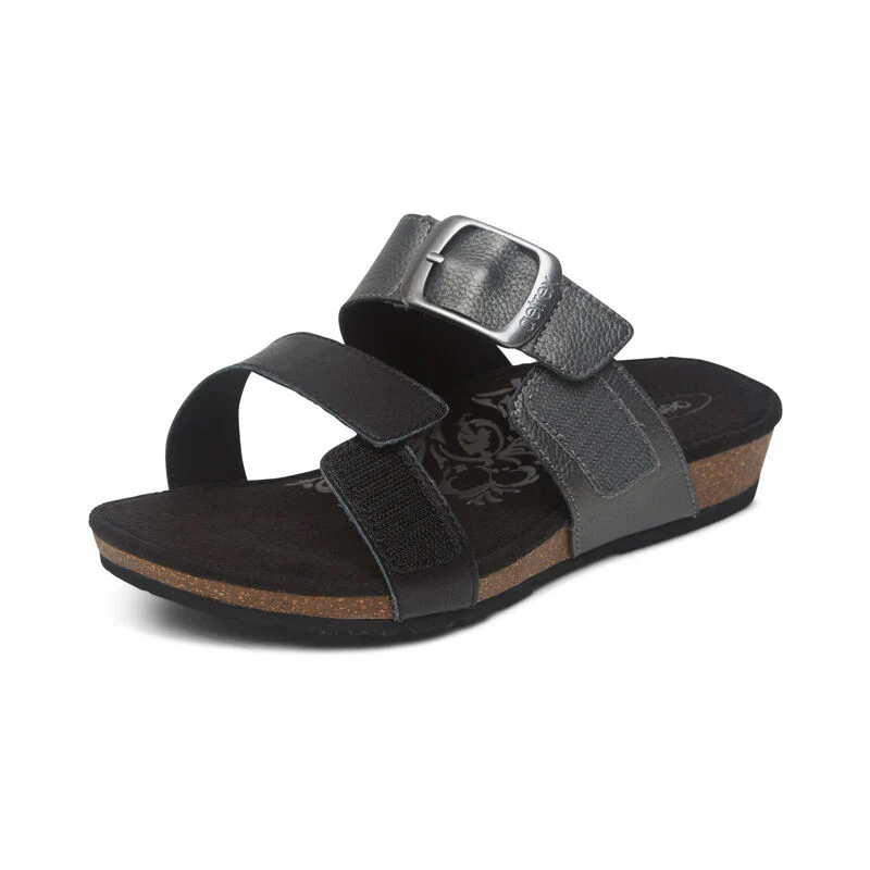 WOMEN'S AETREX DAISY ADJUSTABLE SLIDE | BLACK - Image 8