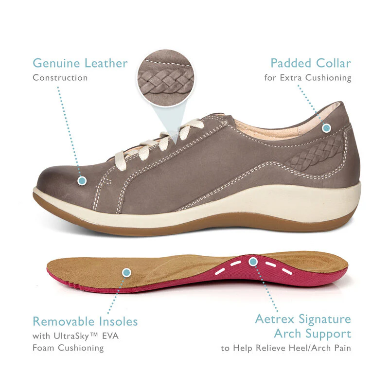 WOMEN'S AETREX DANA LACE UP OXFORD | WARM GREY - Image 8