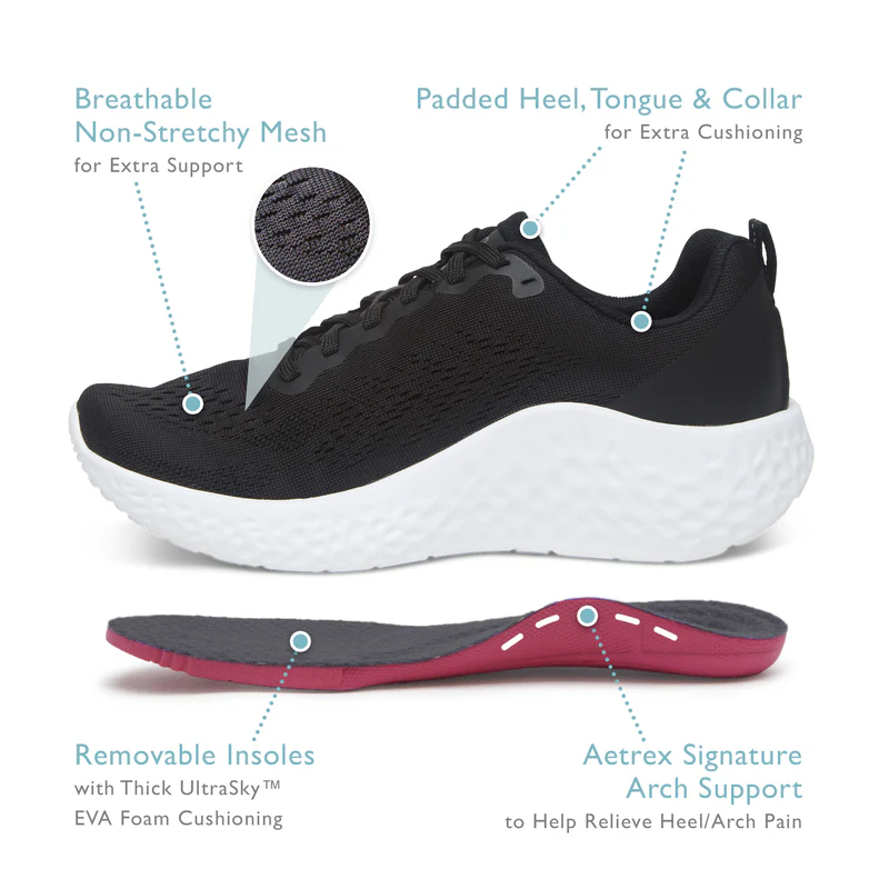 WOMEN'S AETREX DANIKA ARCH SUPPORT SNEAKER | GREY - Image 7