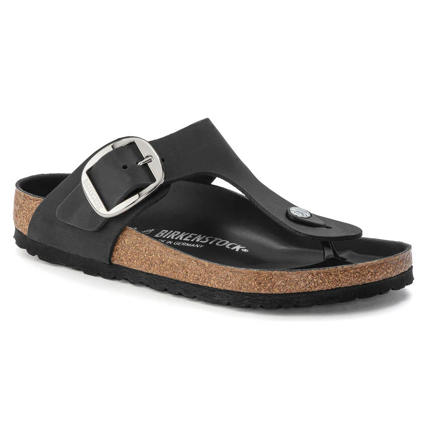 WOMEN'S BIRKENSTOCK GIZEH BIG BUCKLE SANDAL | BLACK OILED LEATHER - Image 3