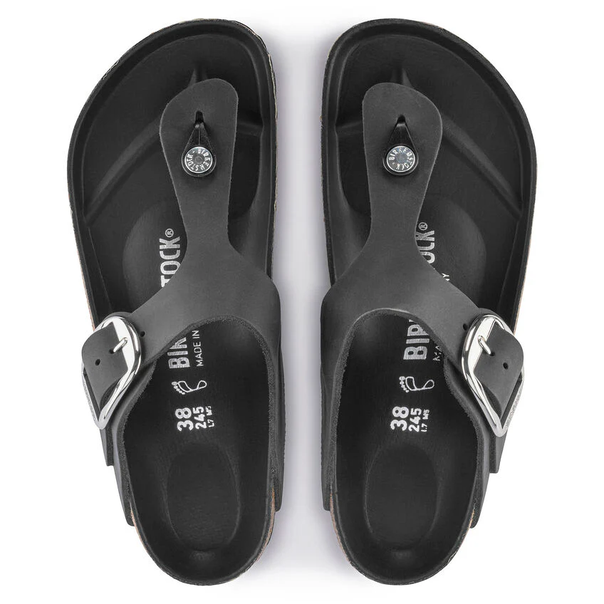 WOMEN'S BIRKENSTOCK GIZEH BIG BUCKLE SANDAL | BLACK OILED LEATHER - Image 5