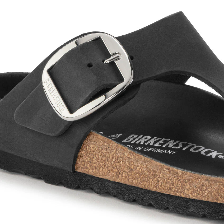 WOMEN'S BIRKENSTOCK GIZEH BIG BUCKLE SANDAL | BLACK OILED LEATHER - Image 6