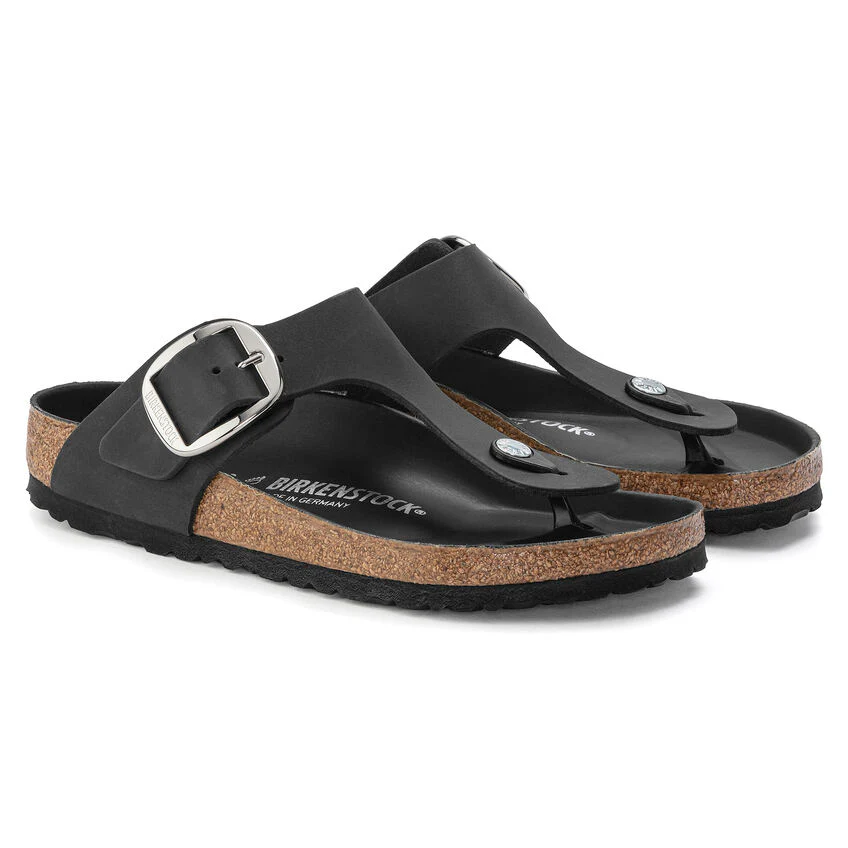 WOMEN'S BIRKENSTOCK GIZEH BIG BUCKLE SANDAL | BLACK OILED LEATHER - Image 8