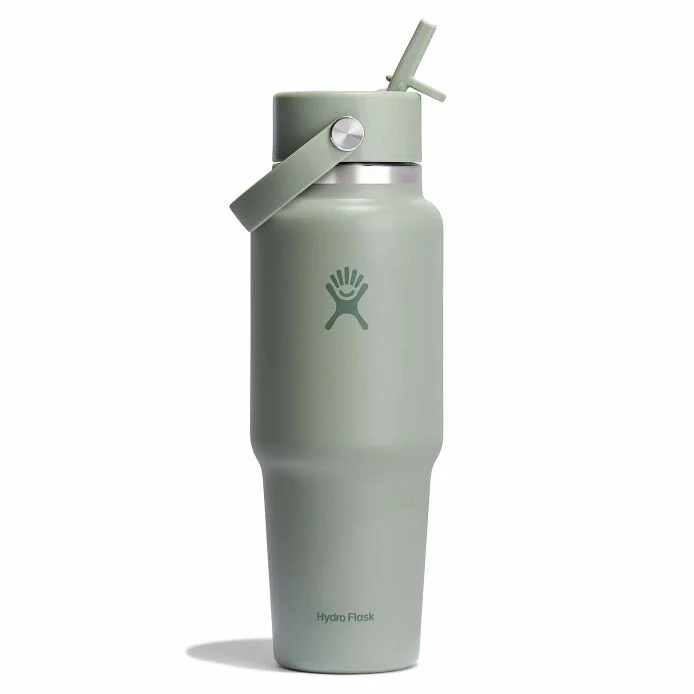 HYDRO FLASK 32 OZ WIDE MOUTH TRAVEL BOTTLE WITH FLEX STRAW CAP | TONAL AGAVE