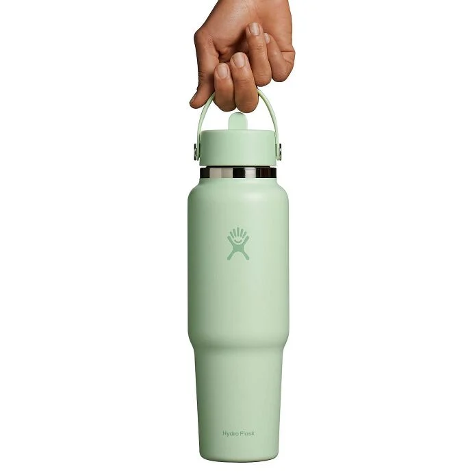 HYDRO FLASK 40 OZ WIDE MOUTH TRAVEL BOTTLE WITH FLEX STRAW CAP | ALOE - Image 3
