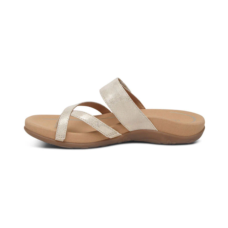 WOMEN'S AETREX IZZY ADJUSTABLE SLIDE SANDAL | LIGHT / GOLD - Image 2