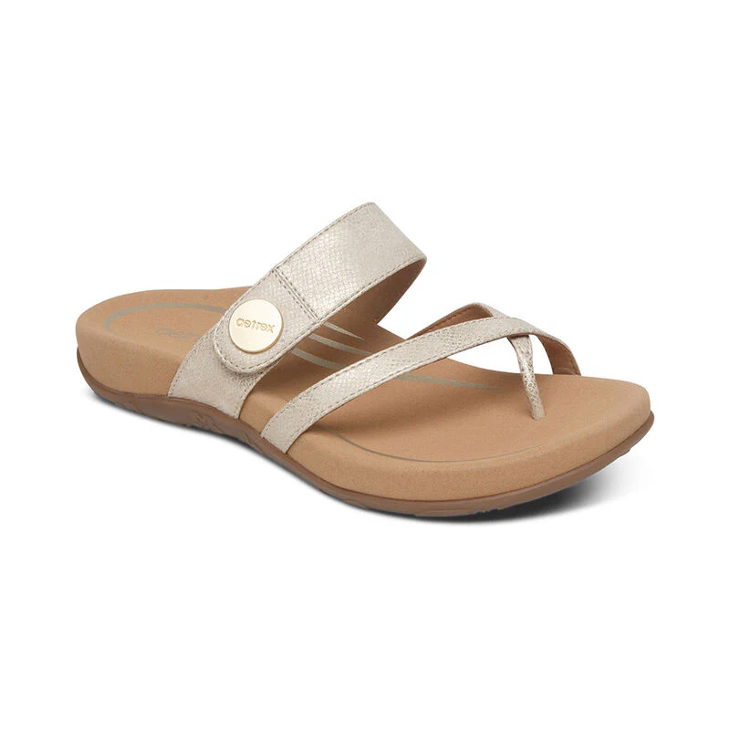 WOMEN'S AETREX IZZY ADJUSTABLE SLIDE SANDAL | LIGHT / GOLD - Image 3