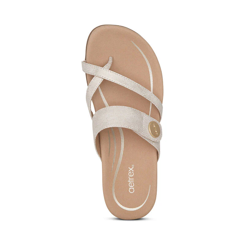 WOMEN'S AETREX IZZY ADJUSTABLE SLIDE SANDAL | LIGHT / GOLD - Image 5