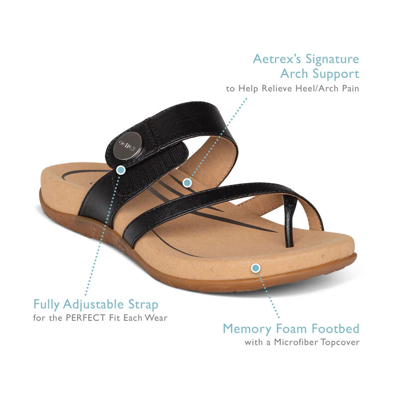 WOMEN'S AETREX IZZY ADJUSTABLE SLIDE SANDAL | LIGHT / GOLD - Image 7