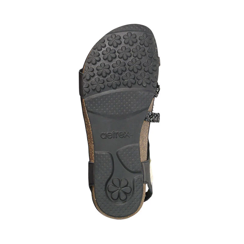 WOMEN'S AETREX JILLIAN BRAIDED QUARTER STRAP SANDAL | BLACK - Image 6