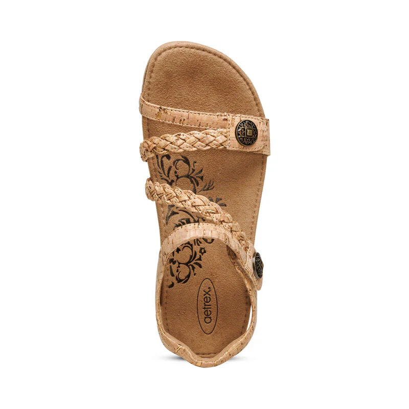 WOMEN'S AETREX JILLIAN BRAIDED QUARTER STRAP SANDAL | CORK - Image 4