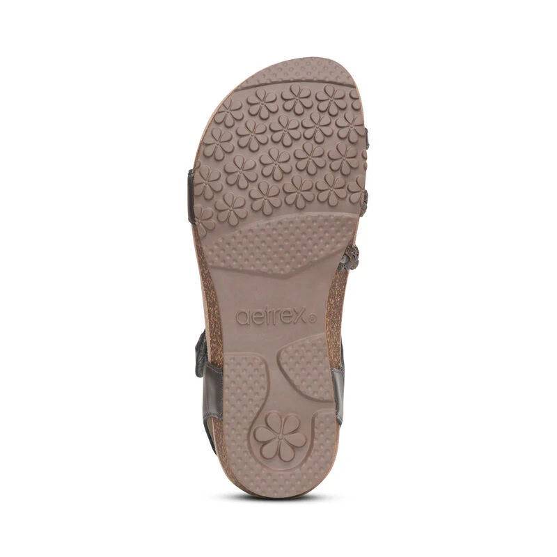 WOMEN'S AETREX JILLIAN BRAIDED QUARTER STRAP SANDAL | GUNMETAL - Image 6