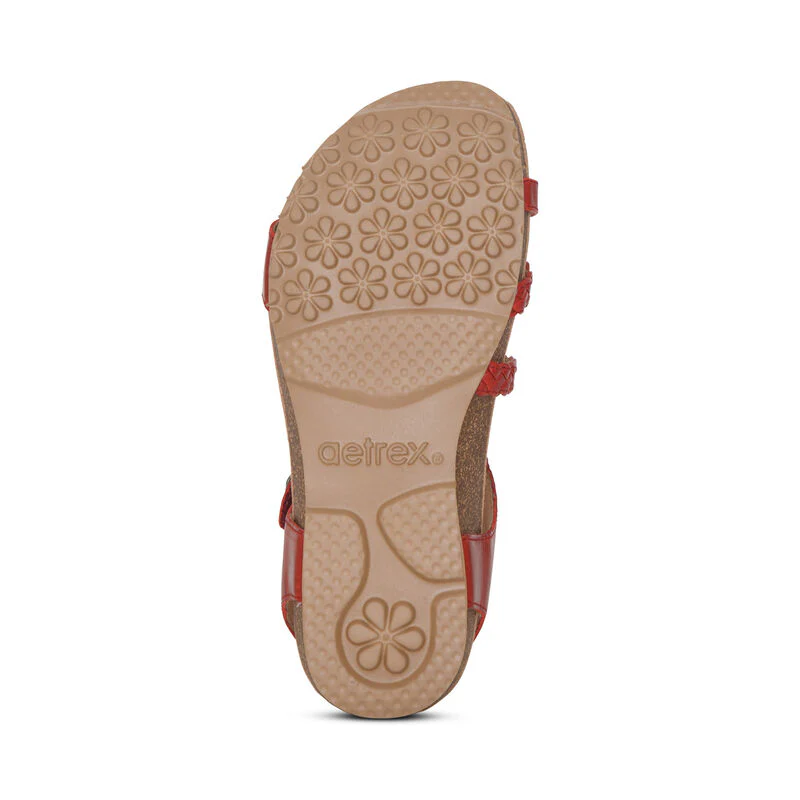 WOMEN'S AETREX JILLIAN BRAIDED QUARTER STRAP SANDAL | RED - Image 6