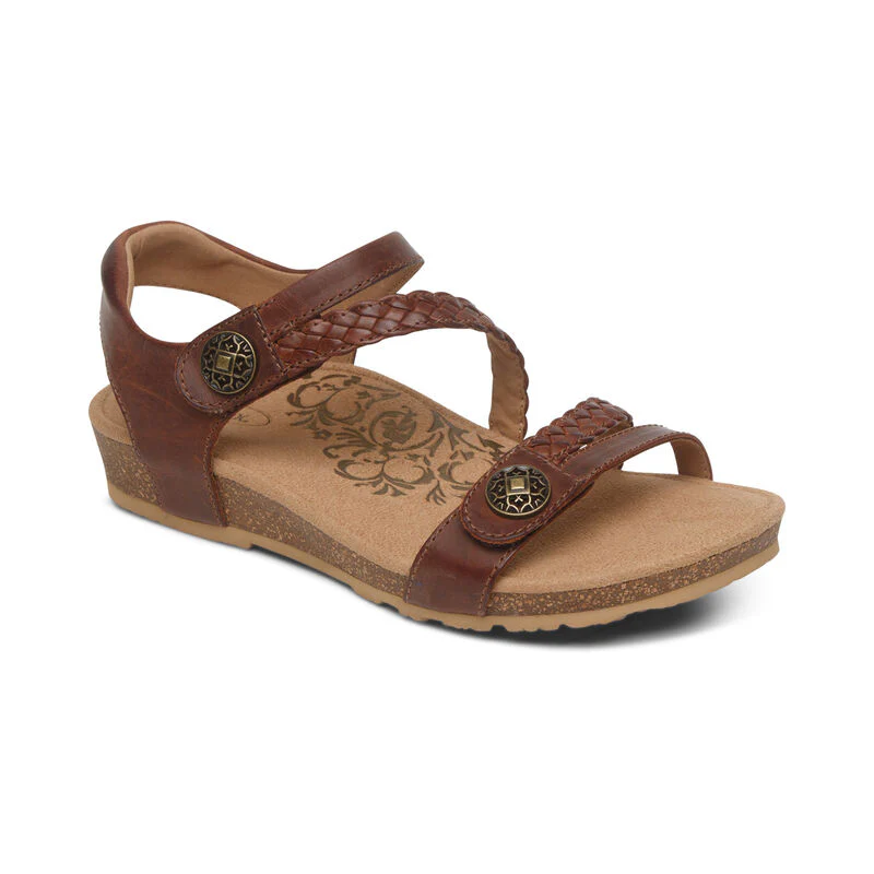 WOMEN'S AETREX JILLIAN BRAIDED QUARTER STRAP SANDAL | WALNUT - Image 4