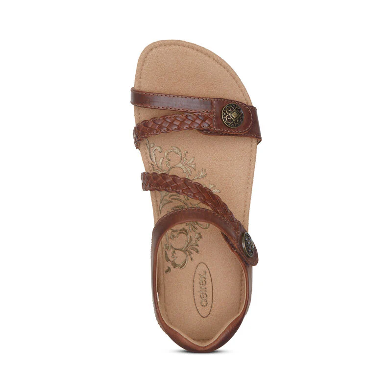 WOMEN'S AETREX JILLIAN BRAIDED QUARTER STRAP SANDAL | WALNUT - Image 5