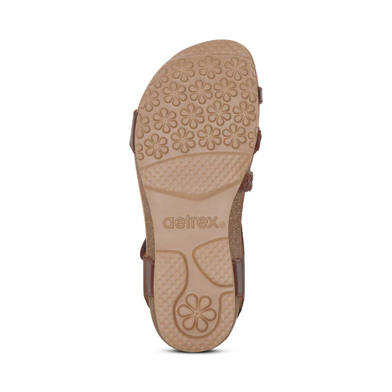 WOMEN'S AETREX JILLIAN BRAIDED QUARTER STRAP SANDAL | WALNUT - Image 6