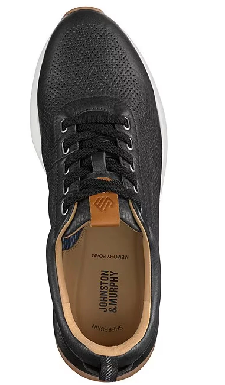MEN'S JOHNSTON & MURPHY KINNON PERFORATED JOGGER | BLACK - Image 7