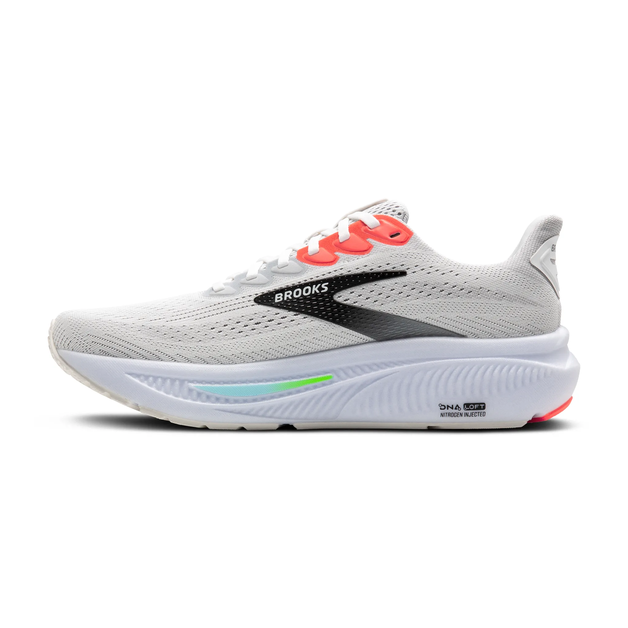 MEN'S BROOKS GHOST 17 | WHITE / PINK CLAY / GECKO - Image 2