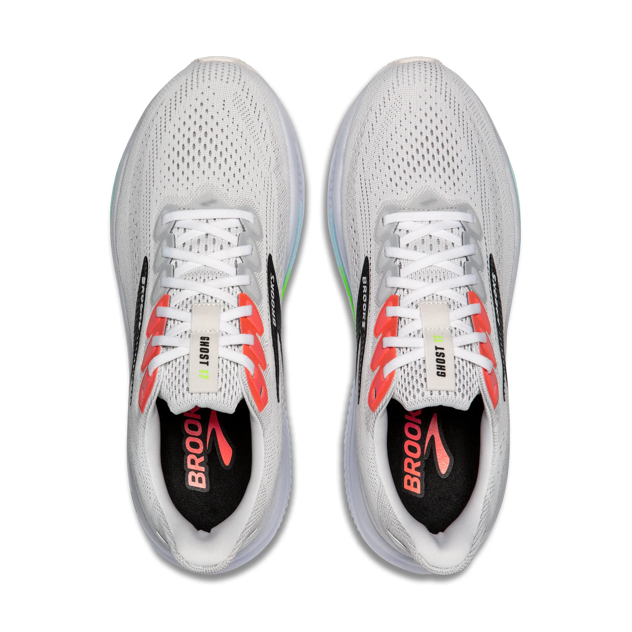 MEN'S BROOKS GHOST 17 | WHITE / PINK CLAY / GECKO - Image 5