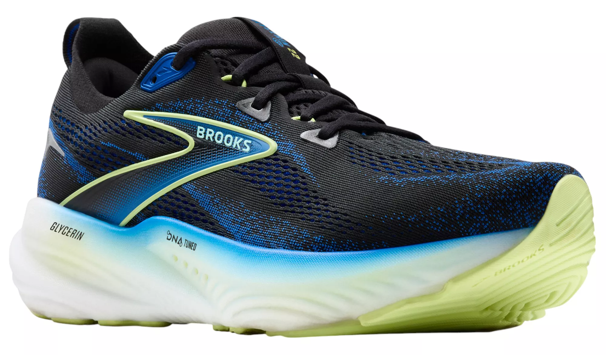 MEN'S BROOKS GLYCERIN 22 | BLACK / COBALT / NEO YELLOW - Image 3