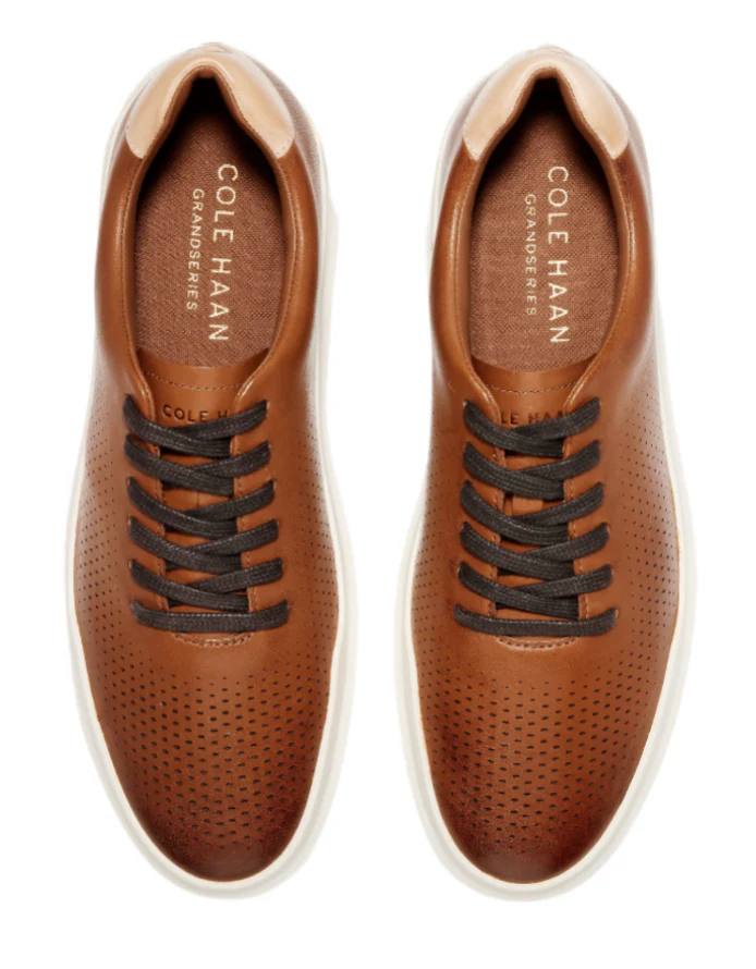 MEN'S COLE HAAN GRANDPRØ RALLY LASER CUT SNEAKERS | BRITISH TAN / IVORY - Image 3