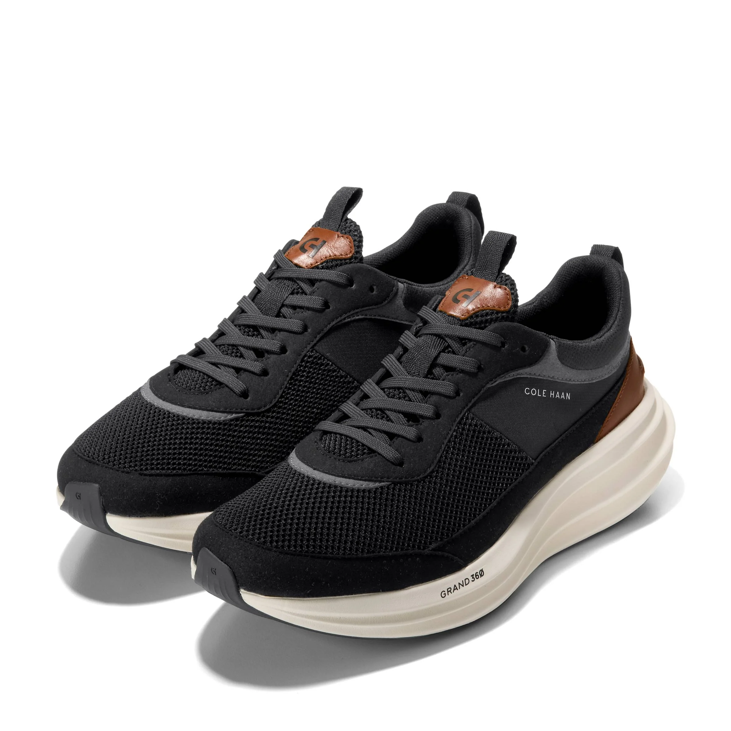 MEN'S COLE HAAN ORIGINALGRAND QUADSTREAK RUNNING SNEAKER | BLACK / BRITISH TAN / IVORY - Image 9