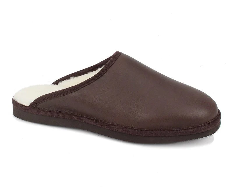 MEN'S DREW DALLAS LEATHER SLIPPER | CHOCOLATE
