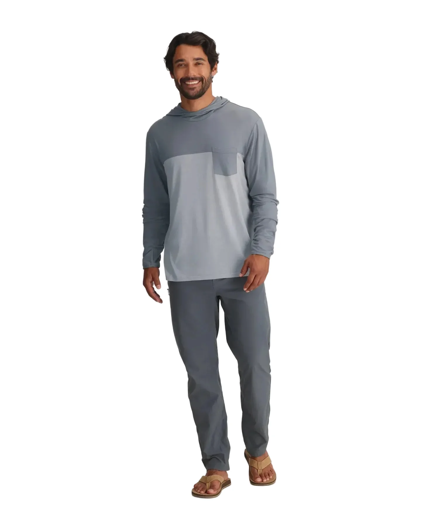 MEN'S FREE FLY BAMBOO HYBRID HOODIE | SLATE | ASPEN GREY - Image 3