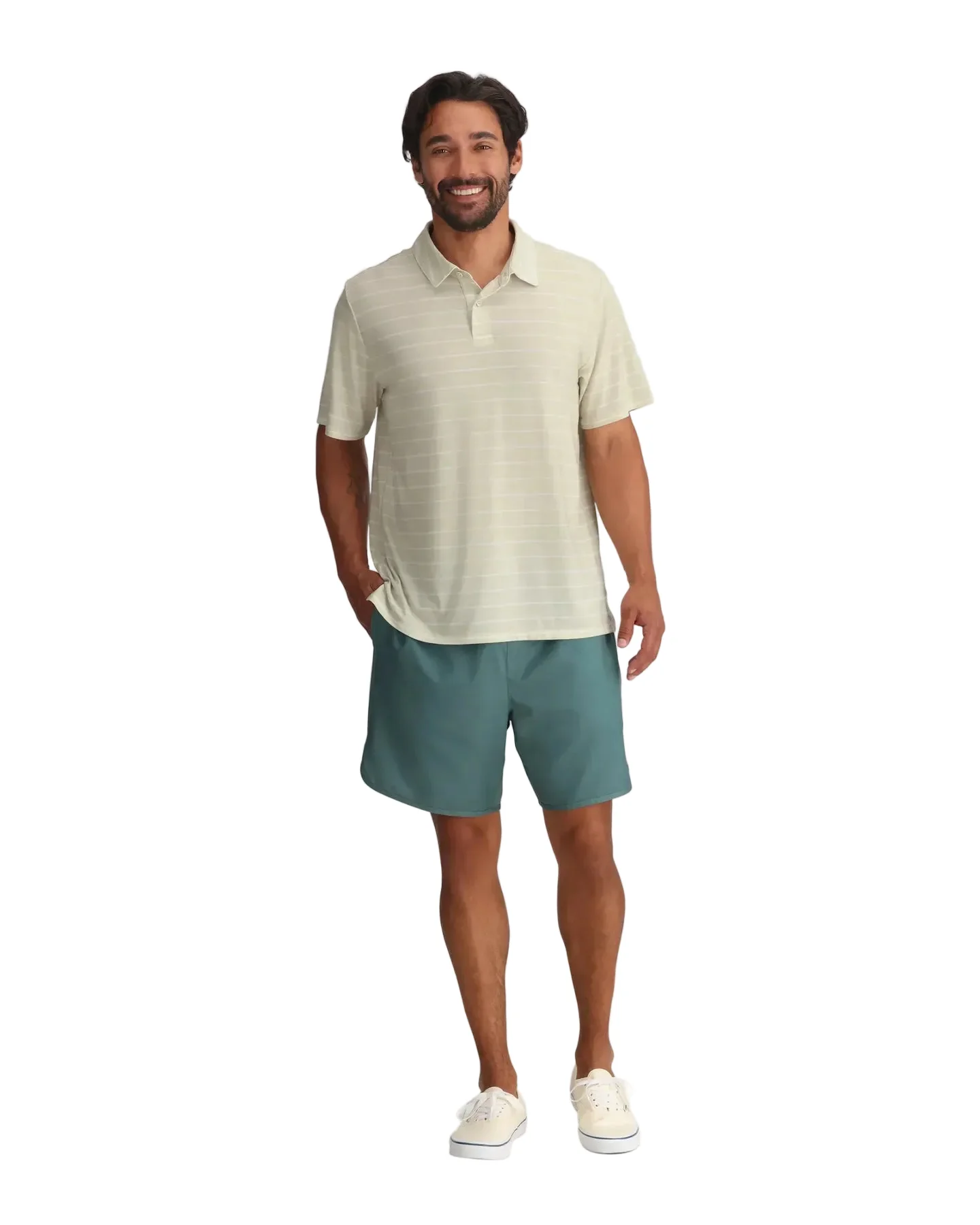 MEN'S FREE FLY ELEVATE POLO | DASH STRIPE BIRCH - Image 3