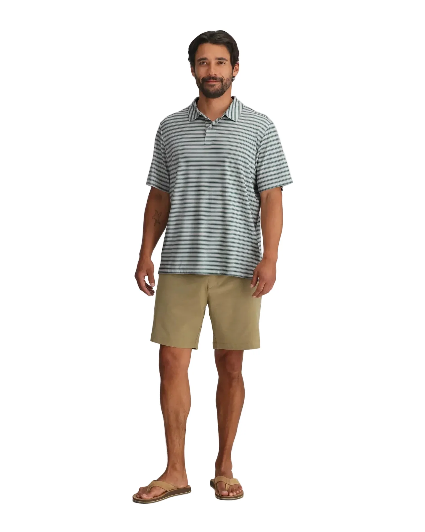 MEN'S FREE FLY ELEVATE POLO |SMOOTH SAILING STRIPE | HEATHER ASPEN GREY - Image 3
