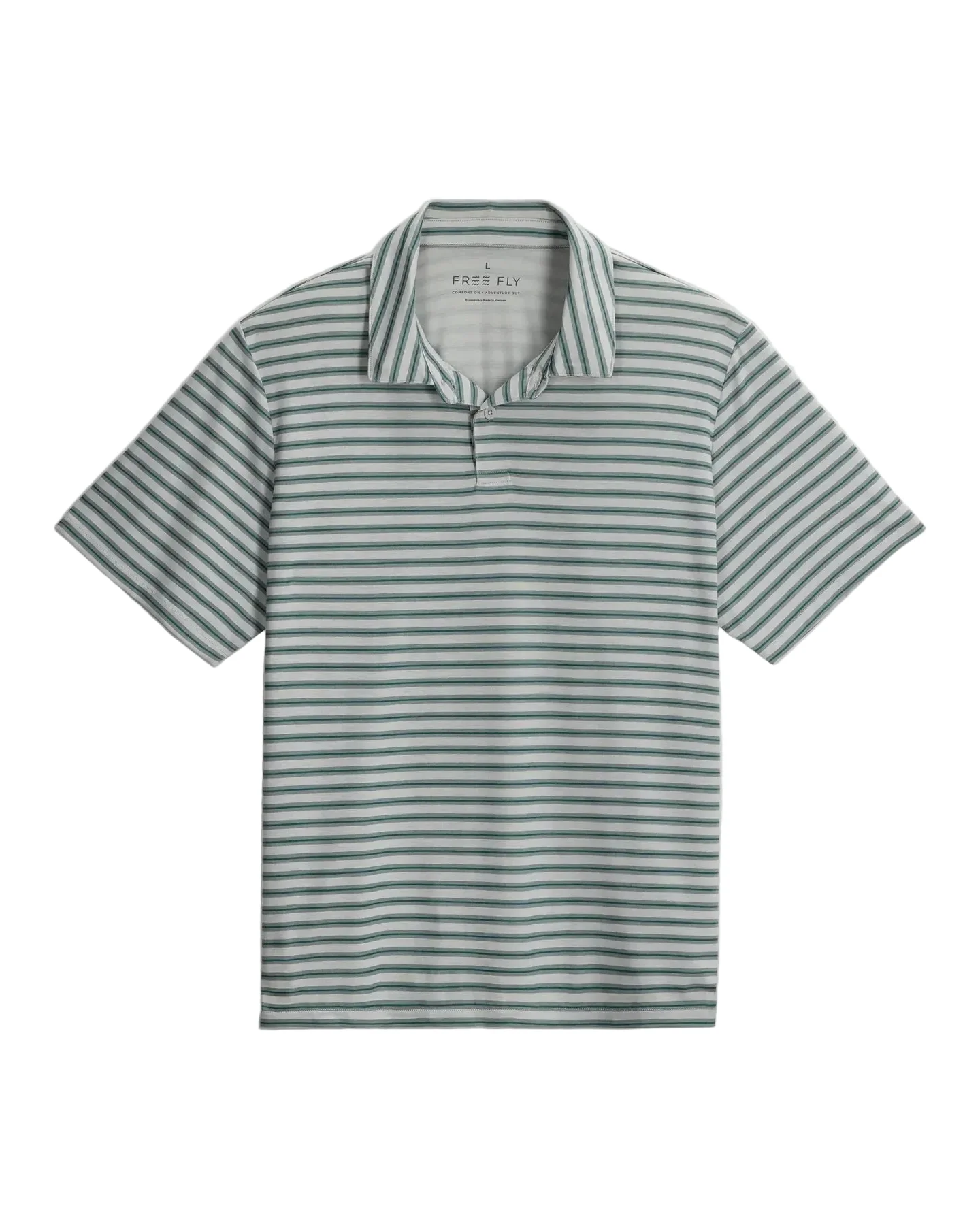 MEN'S FREE FLY ELEVATE POLO |SMOOTH SAILING STRIPE | HEATHER ASPEN GREY - Image 4