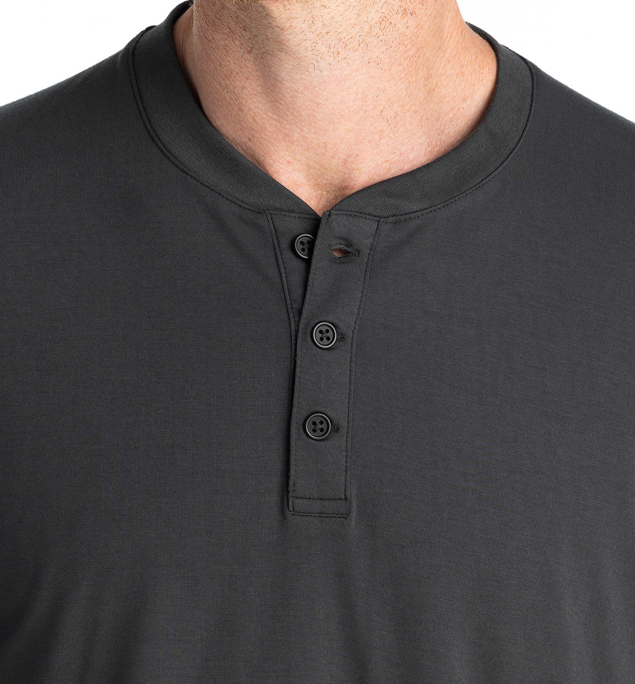 MEN'S FREE FLY BAMBOO FLEX LONG SLEEVE HENLEY | BLACK SAND - Image 3