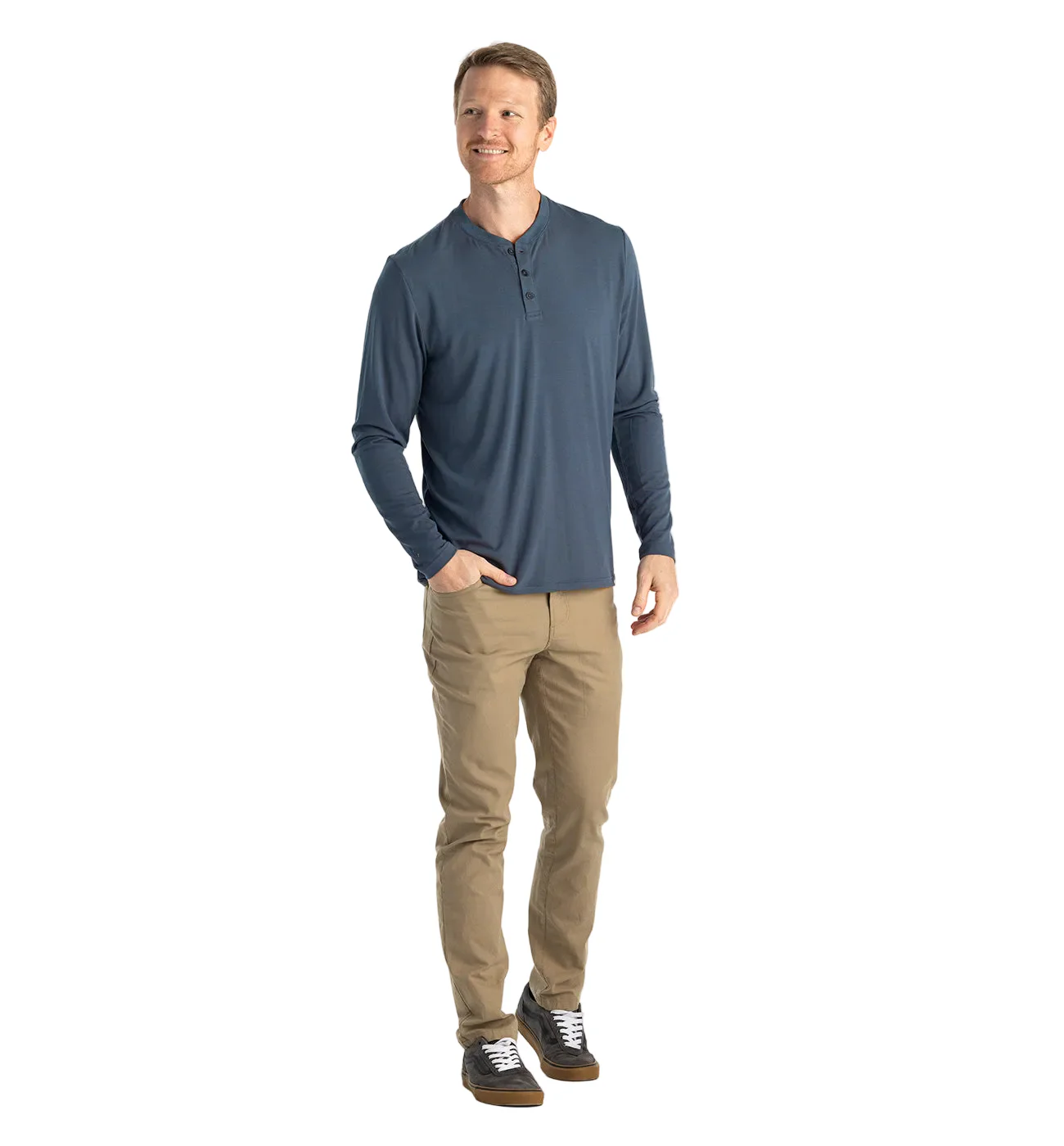 MEN'S FREE FLY BAMBOO FLEX LONG SLEEVE HENLEY | MIDNIGHT - Image 4