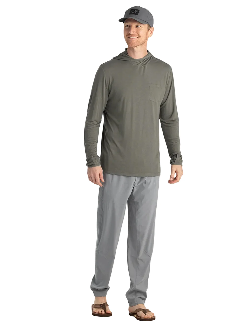 MEN'S FREE FLY BAMBOO LIGHTWEIGHT HOODIE | FATIGUE - Image 3
