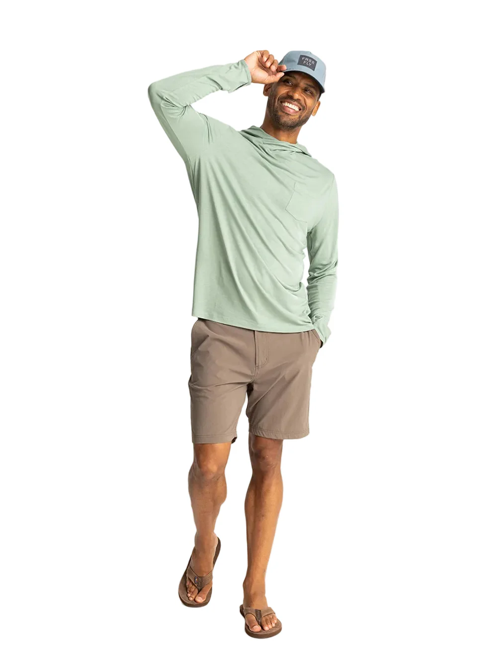 MEN'S FREE FLY BAMBOO LIGHTWEIGHT HOODIE | PALM GREEN - Image 3