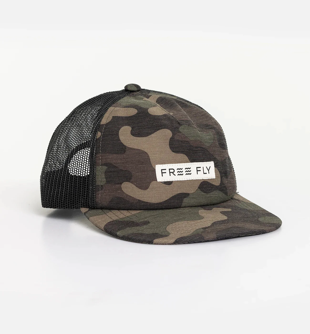 MEN'S FREEFLY REVERB PACKABLE TRUCKER HAT | WOODLAND CAMO PRINT
