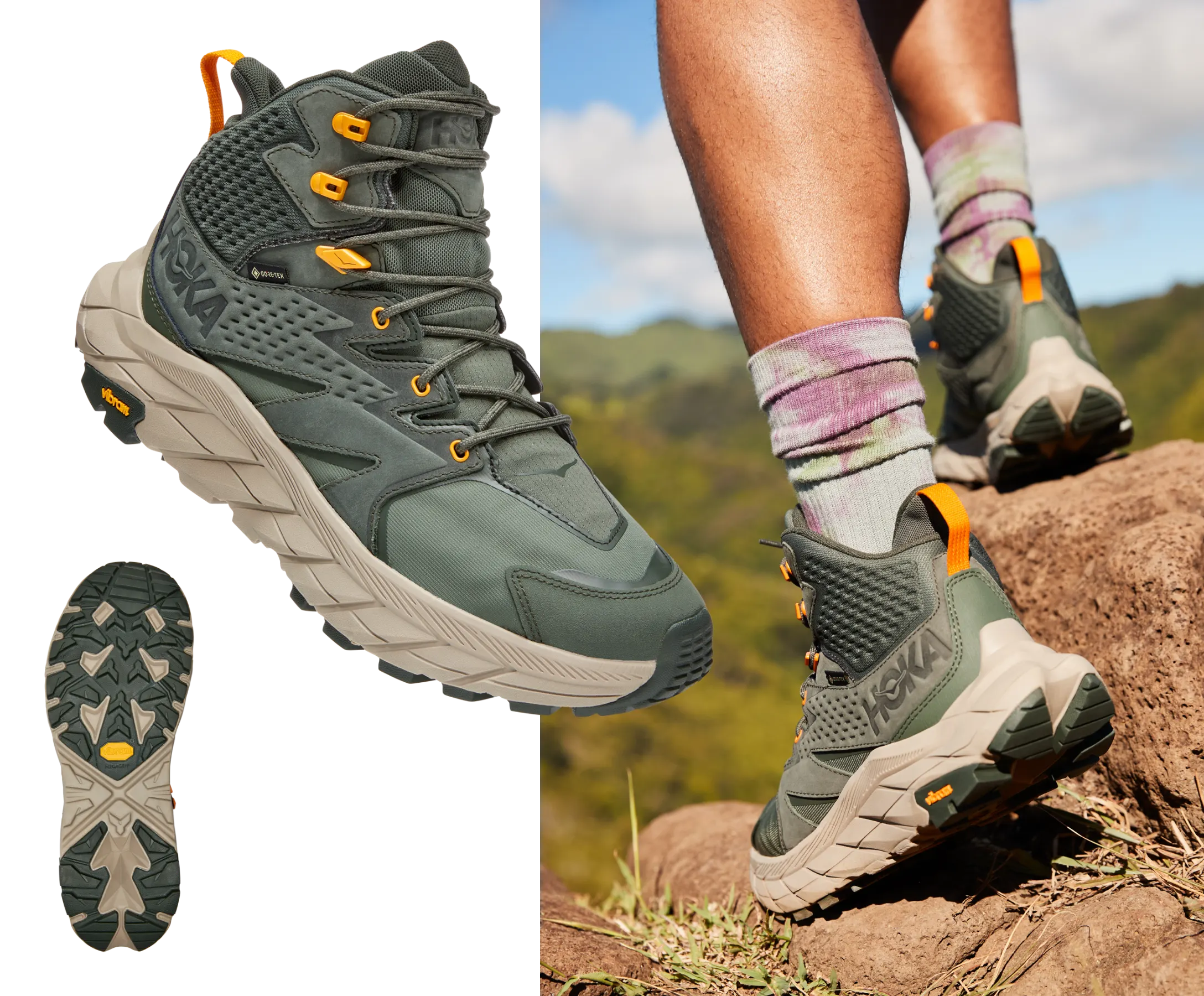 MEN'S HOKA ANACAPA MID GTX | THYME / RADIANT YELLOW - Image 5