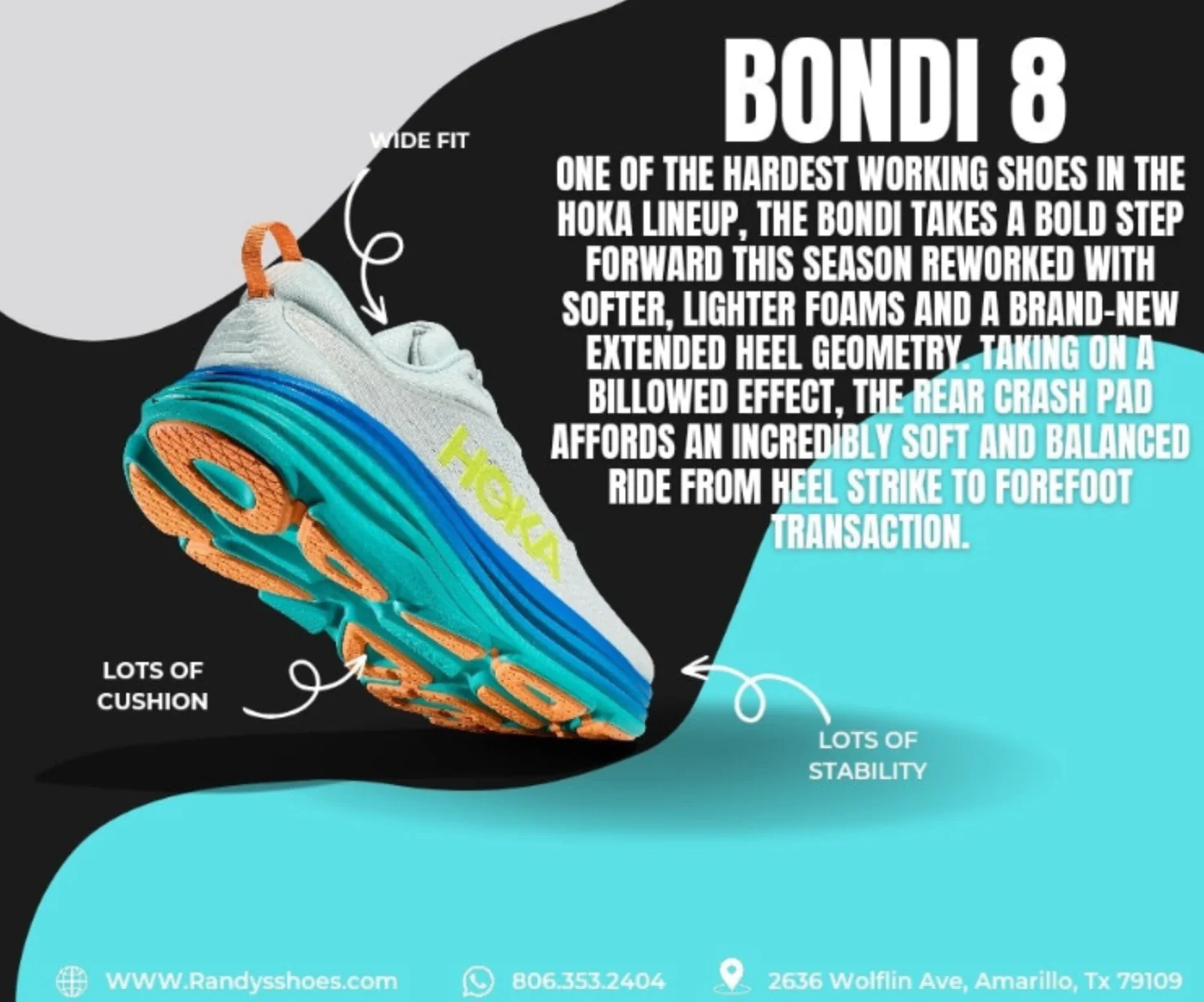 MEN'S HOKA BONDI 8 | BLANC DE BLANC / VIRTUAL BLUE - Image 7