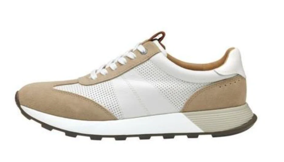 MEN'S JOHNSTON & MURPHY KINNON T-TOE | SAND SUEDE / WHITE FULL GRAIN - Image 2